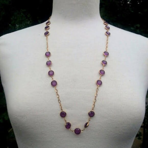 Vintage Jewelry - Vintage Arthur David Purple Crystal  necklace 30"